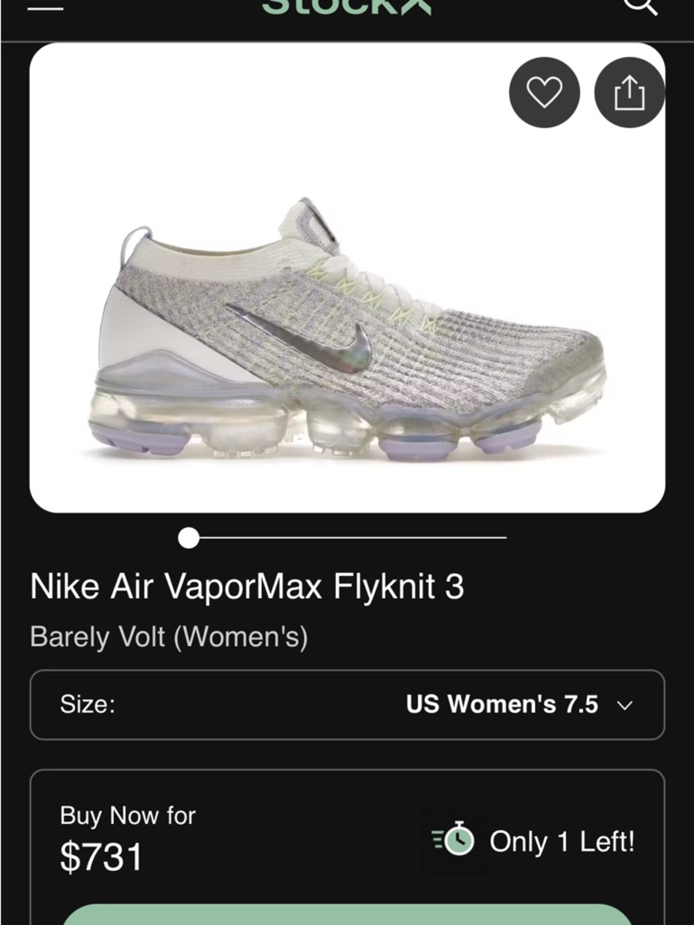 Nike Women's VaporMax Flyknit 3 - Barely Volt Silver